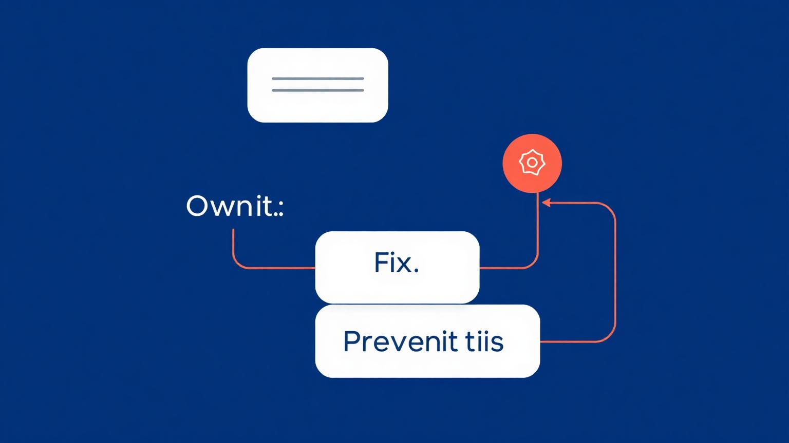Minimalist duotone infographic illustrating the Own It, Fix It, Prevent It framework for small business public relations scandal repair and authentic crisis response.